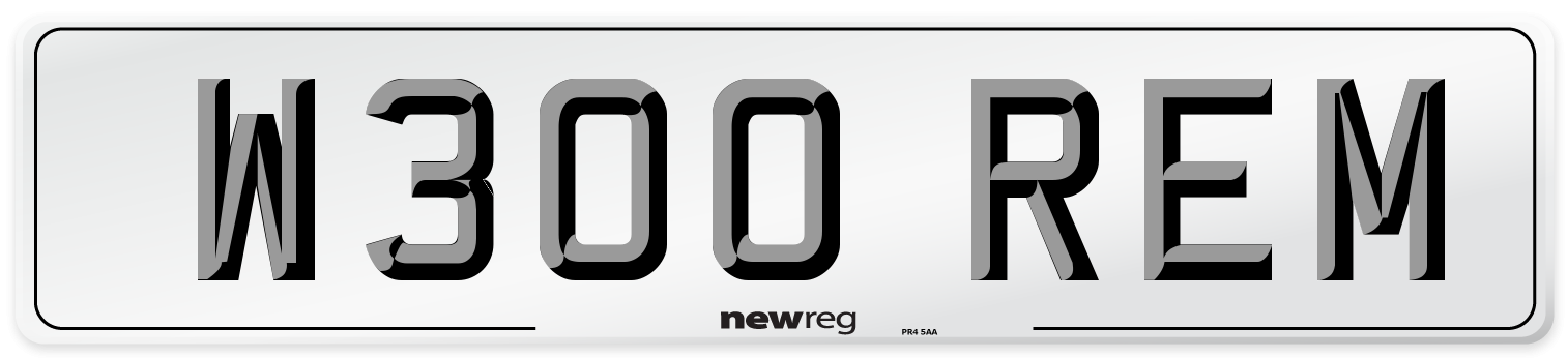 W300 REM Number Plate from New Reg